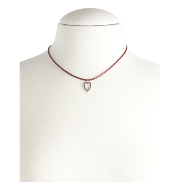 MILOR SILVER Silver Made In Italy Sterling Silver Heart Charm Cord Necklace - Picture 2 of 2